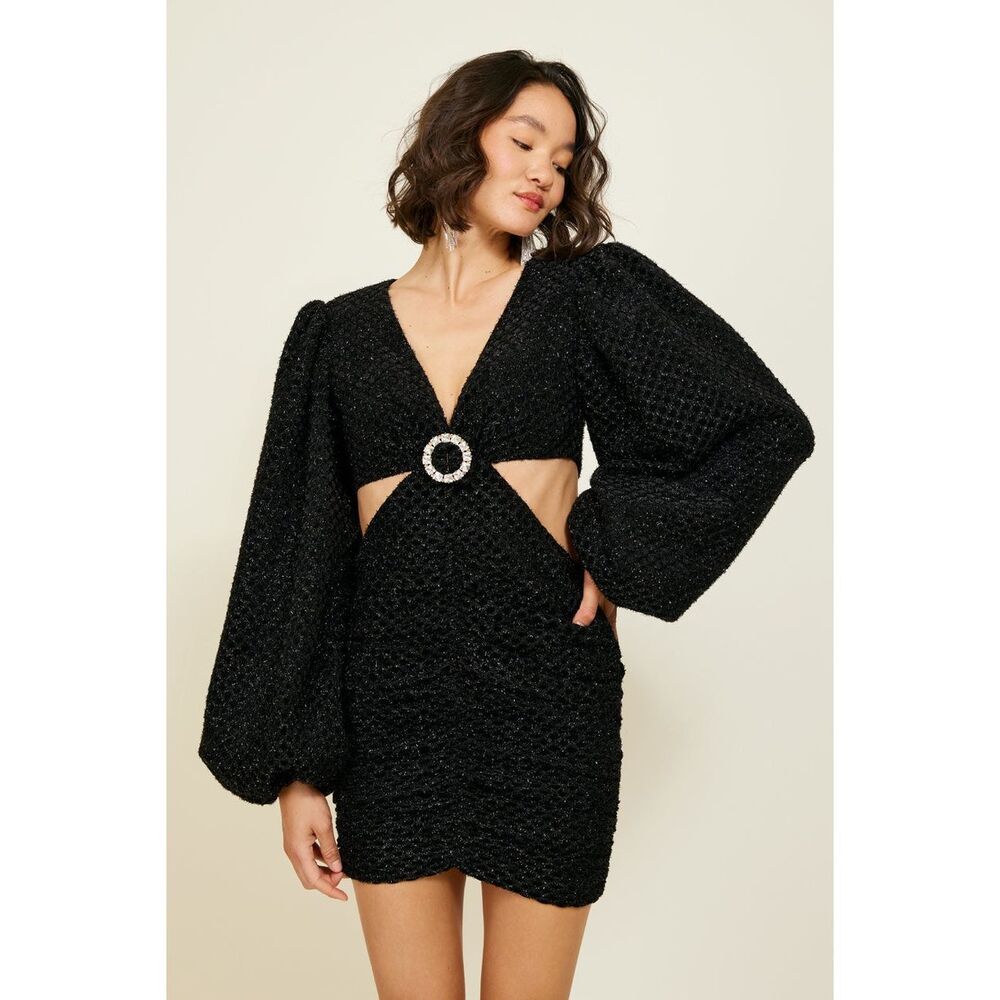 Line & Dot Echo Cut Out Mini Dress in Black Cocktail Party Dress size XS NWT - Picture 4 of 8